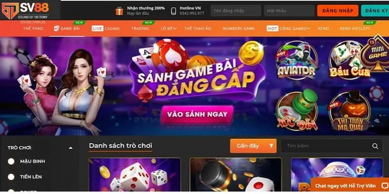 Trang chủ 18 SV88 chất lượng uy tín